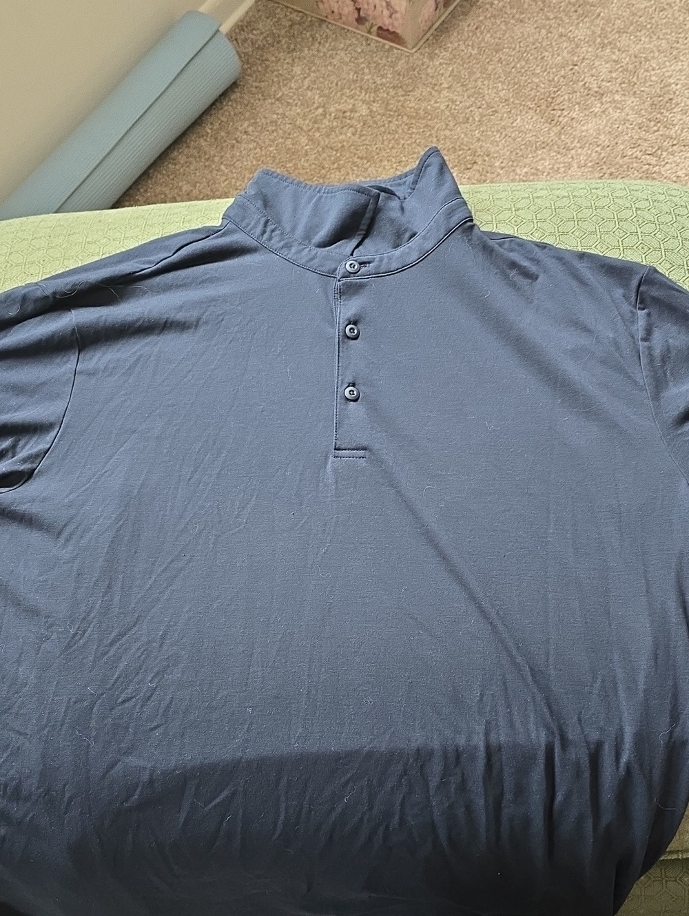 Men's Navy Henley-Style Polo Shirt